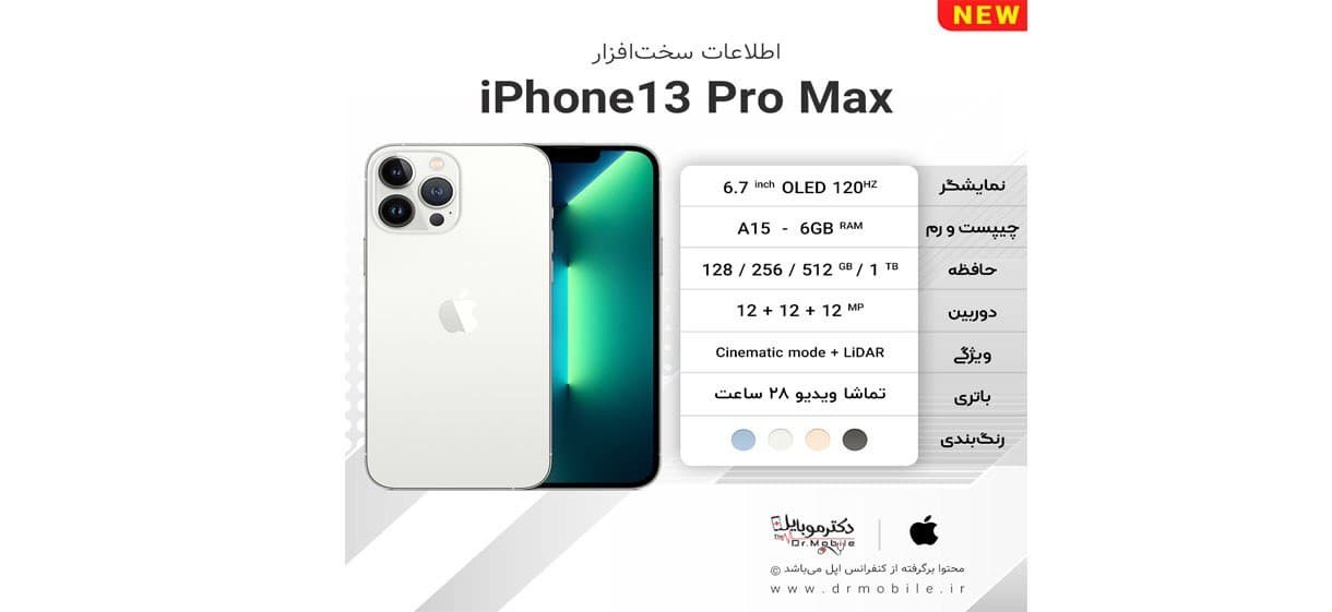 اطلاعات سخت افزار آیفون 13 پرومکس