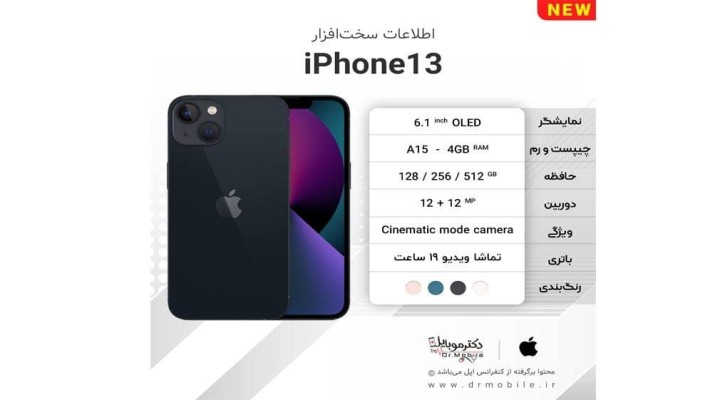 اطلاعات سخت افزار آیفون13