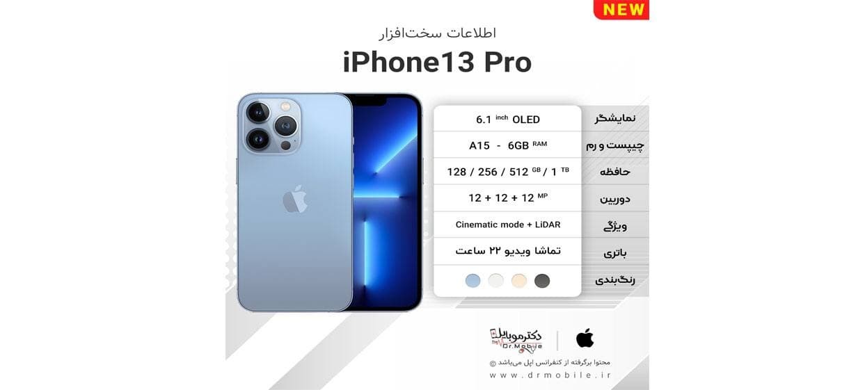 اطلاعات سخت افزار آیفون 13 پرو