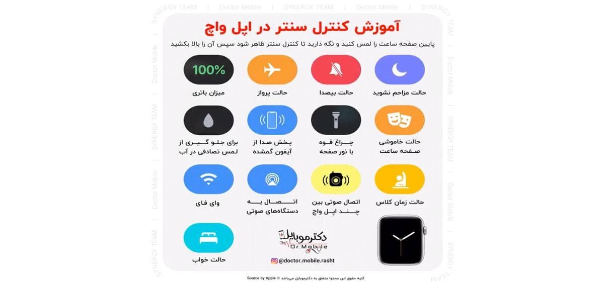 کنترل سنتر در اپل واچ