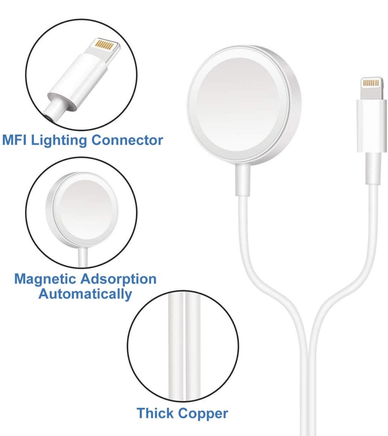 کابل شارژ اپل واچ 2in1